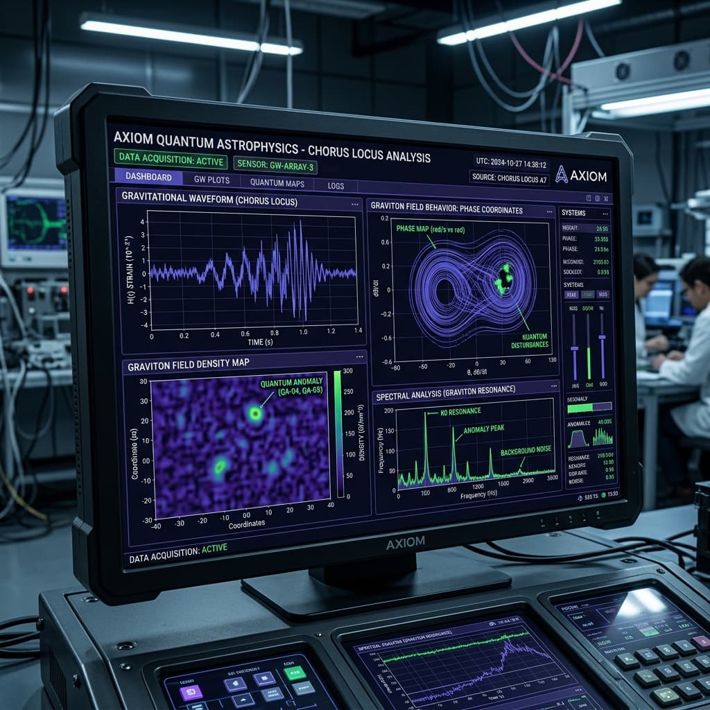 Alectryon Deep Observatory monitor displaying extracted graviton wave graphs