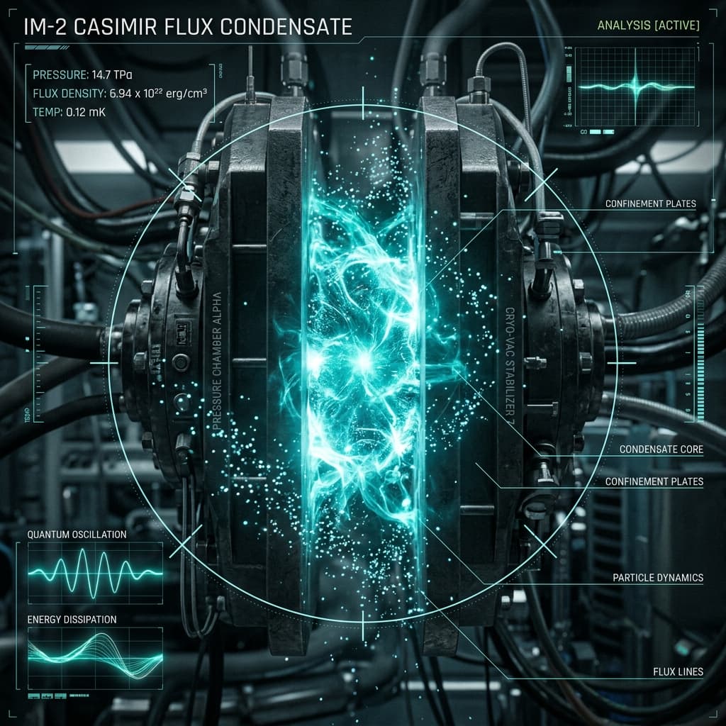 IM-2 Casimir Flux Condensate showing light condensate trapped between dark plates