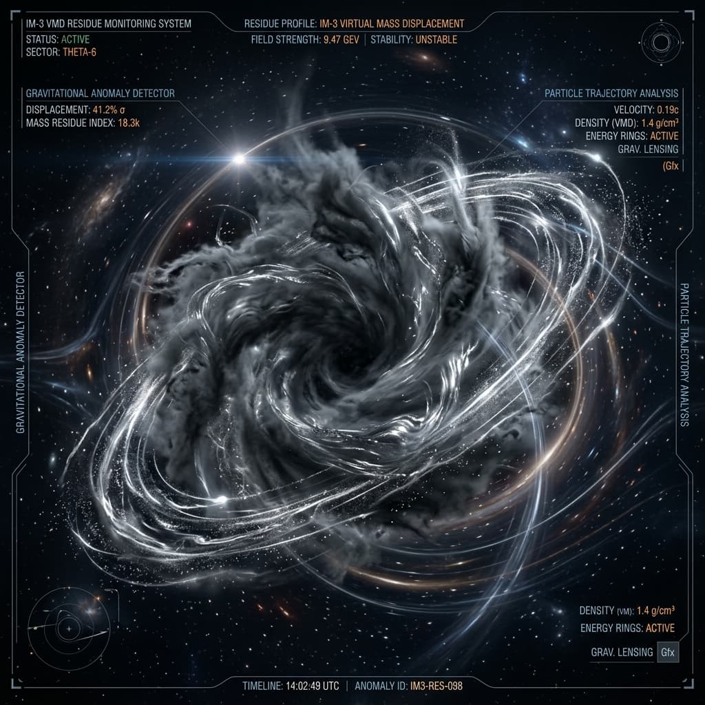 IM-3 Virtual Mass Displacement Residue showing smoky energy rings twisting in gravitational field