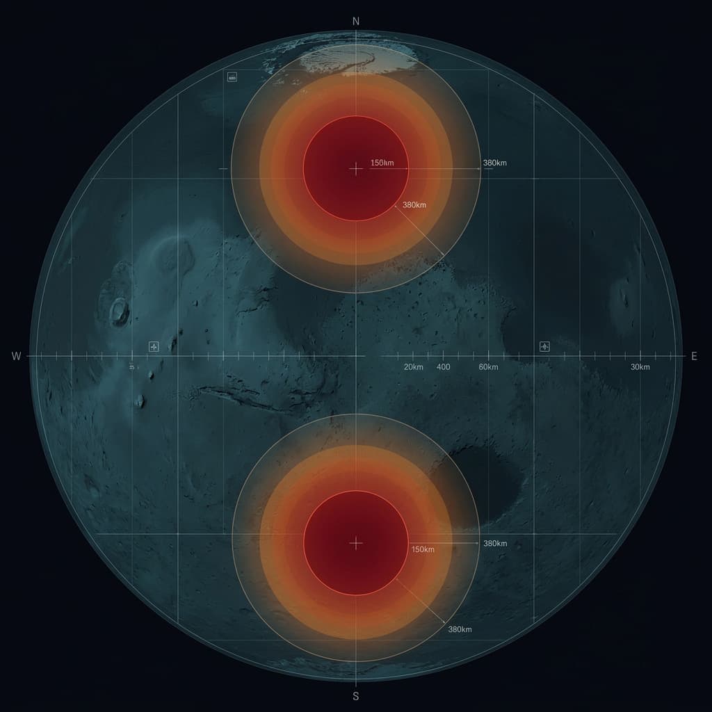 Polar exclusion zone radiation map